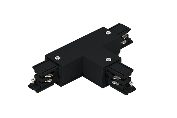 "T" shape connector for 3-pole track (3-way connection), Black
