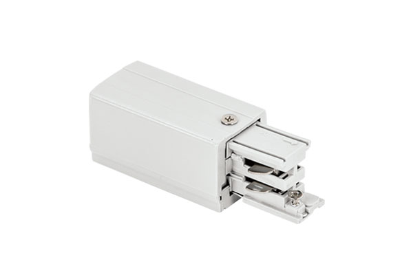 Live end piece with right earth connection for 3-pole track, White