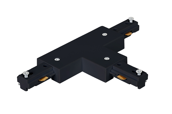 "T" shape connector for single-pole track (3-way connection), Black