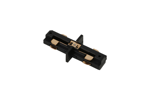 Straight connector for single-pole track, Black