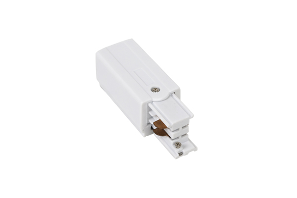 Live end piece with left earth connection for 3-pole track, White