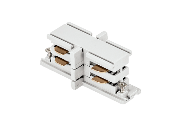 Straight connector for 3-pole track, White